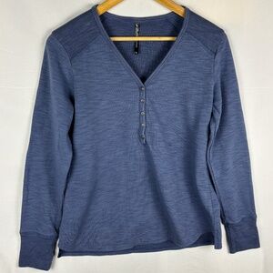 KUHL Women's Lola Long Sleeve Henley Shirt Sz M Blue Cotton blend Outdoor Button